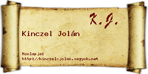 Kinczel Jolán névjegykártya
