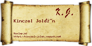 Kinczel Jolán névjegykártya